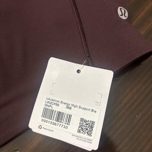 Lululemon NWT Weave-Back 36B, Burgundy , High Support Running NEW - Picture 3 of 6